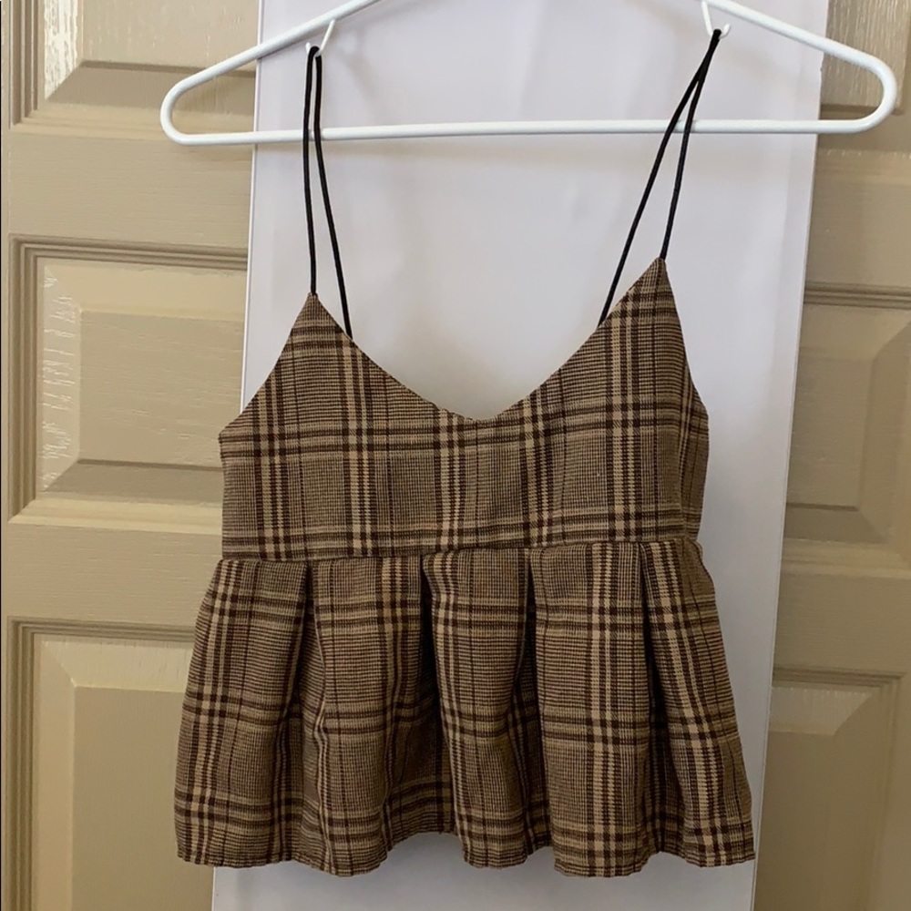 Plaid flowy tank